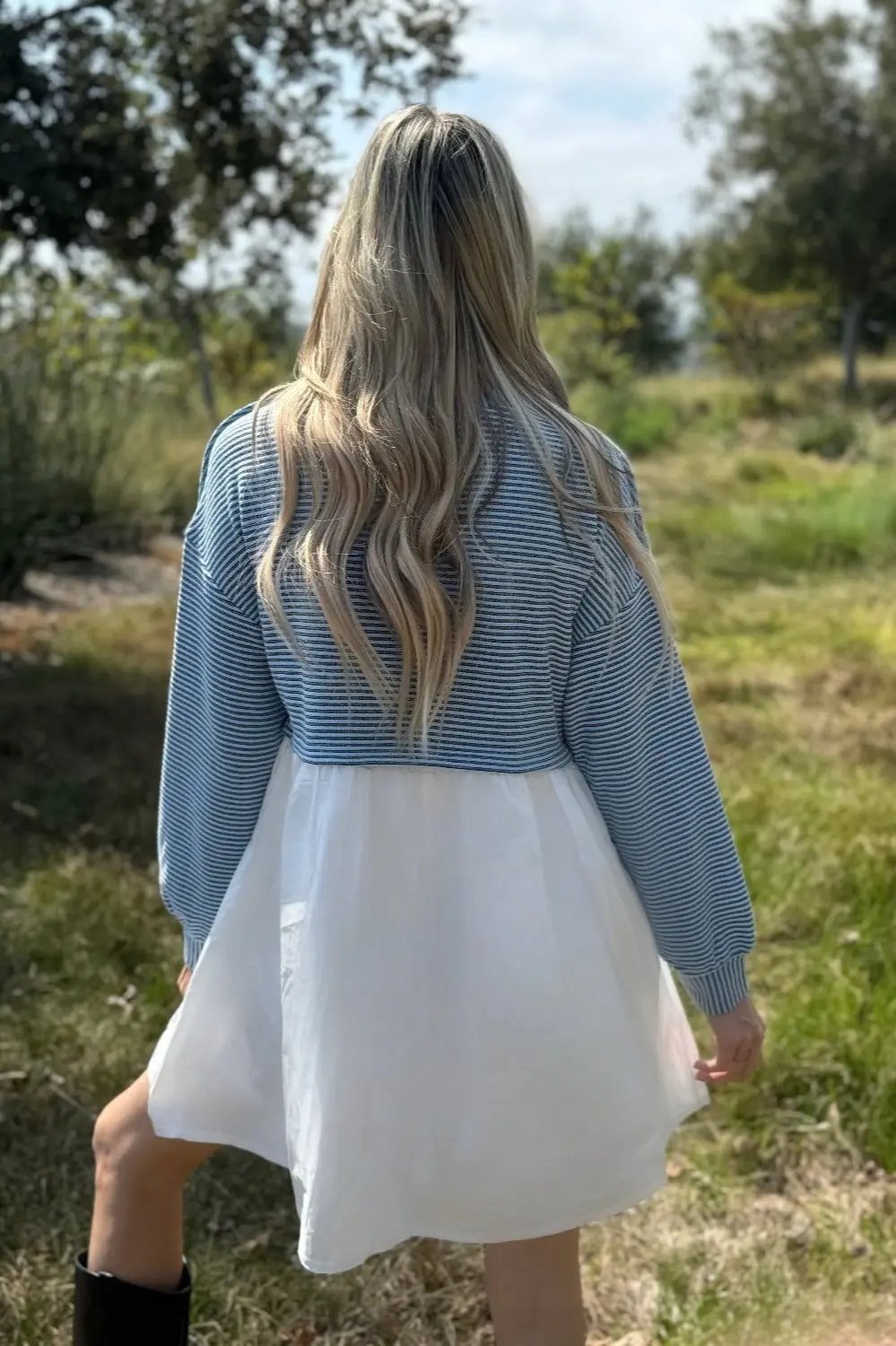 Chloe Stripe Pleated High Waist Dress for Women - Love Salve